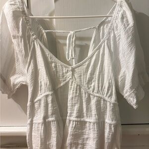 Chic White Blouse with Tie-Back Detail